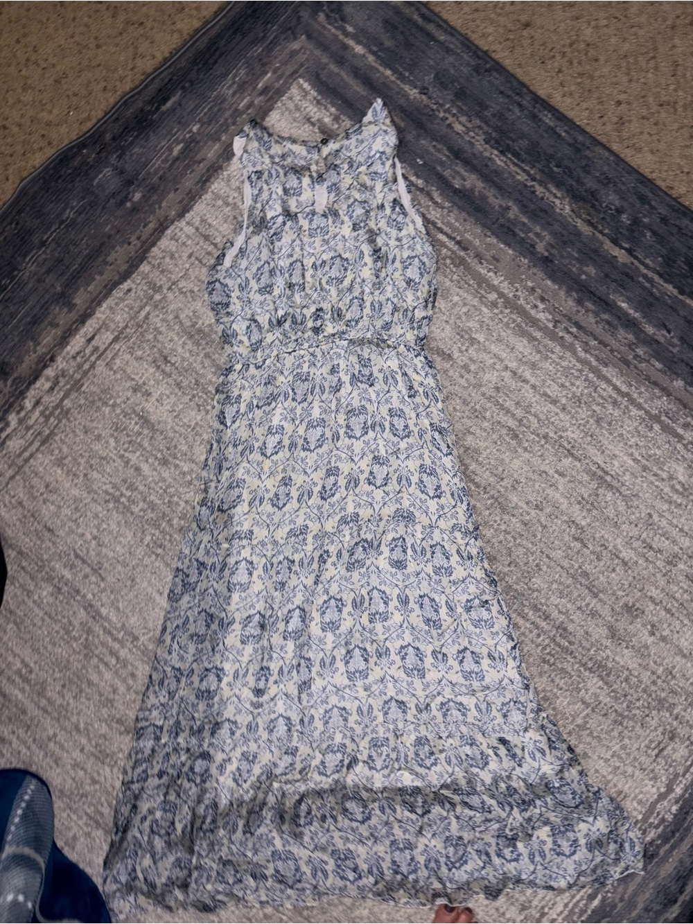 Blue Floral Halter Maxi Dress with Smocked Waist